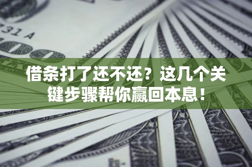 济南借条打了还不还？这几个关键步骤帮你赢回本息！
